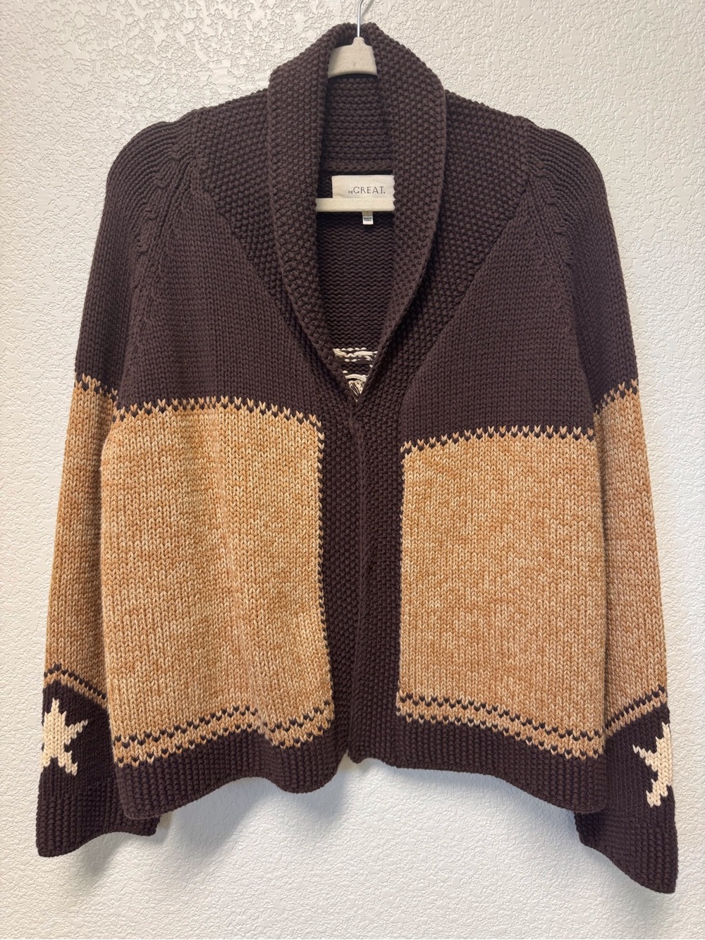 RARE 2020 THE GREAT Cowgirl Cardigan Sweater Russet Brown Size 1 Coveted HTF - Picture 3 of 15